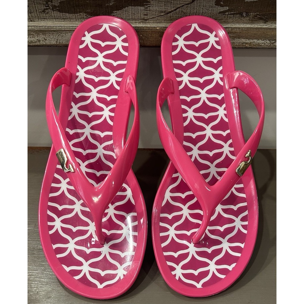Vineyard Vines Women's Metallic Whale Charm Jelly Flip Flops Thong Sandals Sz 8